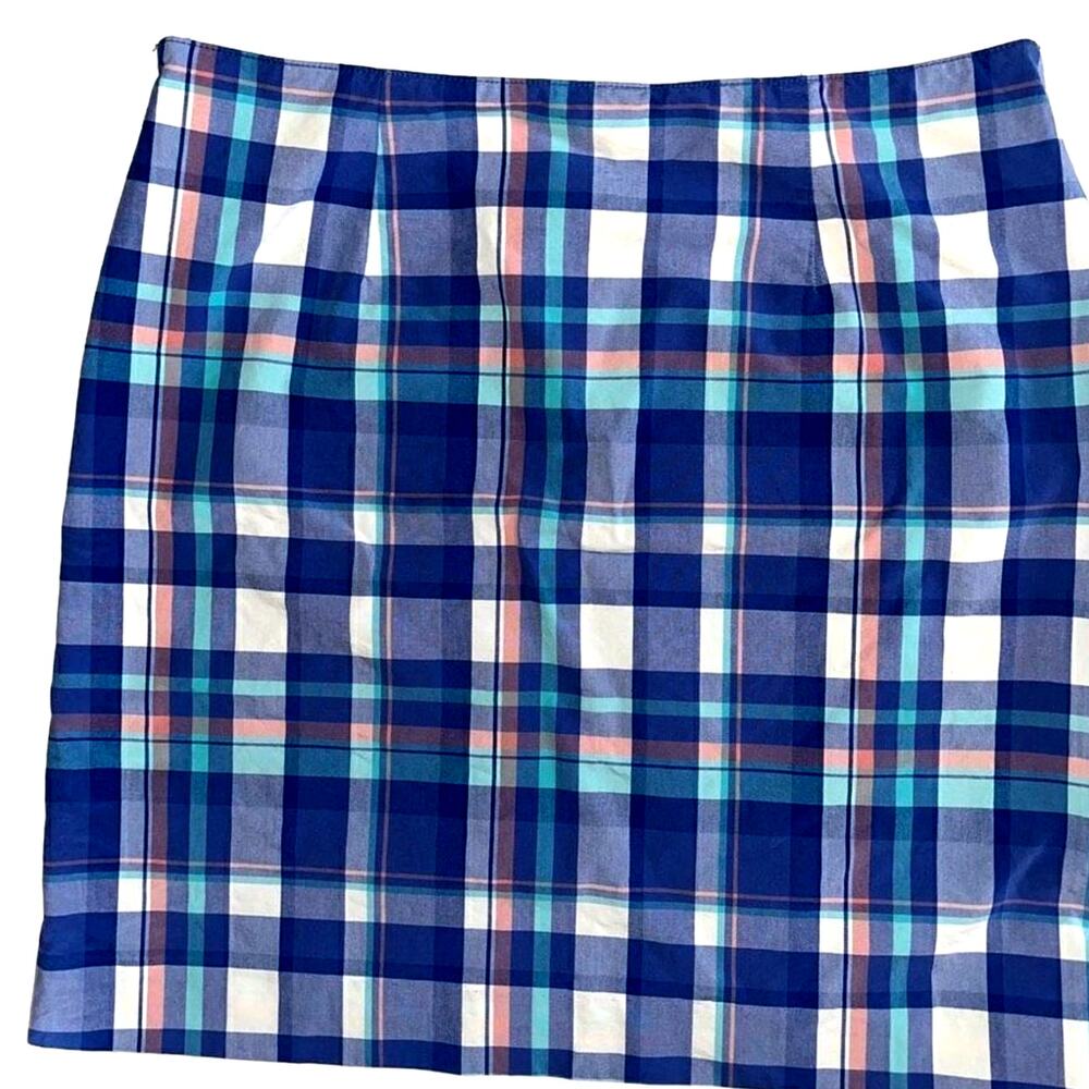 L.L. Bean pink &‎ blue plaid favorite fit skirt 12